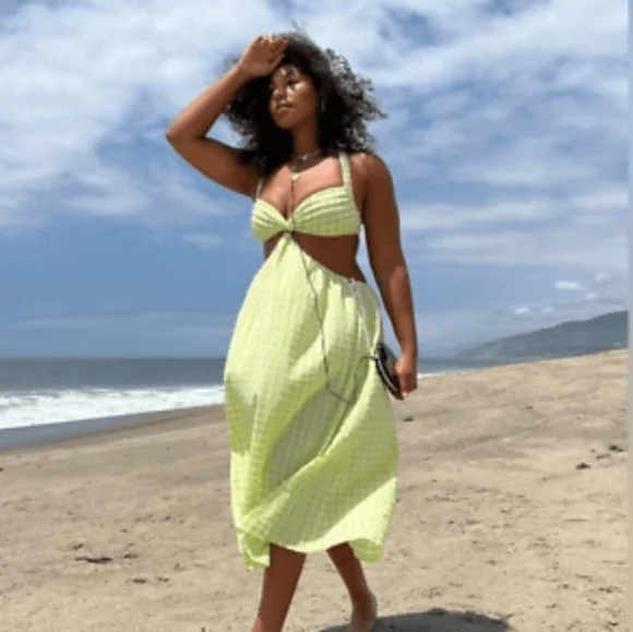 New!For Love and‎ Lemons Maureen Midi Gingham Dress